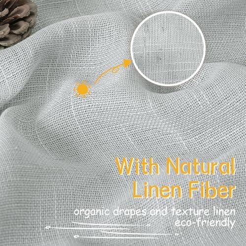 Light Grey Linen Semi Sheer Curtains 52 X 84 Inch Length - Image 5