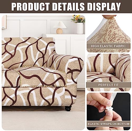SearchI Stretch Sofa Cover Printed Couch Cover, Floral Pattern 4 Pieces Sofa - Image 2