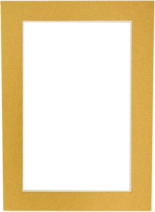 8x10 Mat Bevel Cut for 5x8 Photos - Acid Free Metallic Gold Precut Matboard With Backing Board and Crystal Clear, Self Seal Photo Mat Bag - For Pictures, Photos, Framing - 4-ply Thickness
