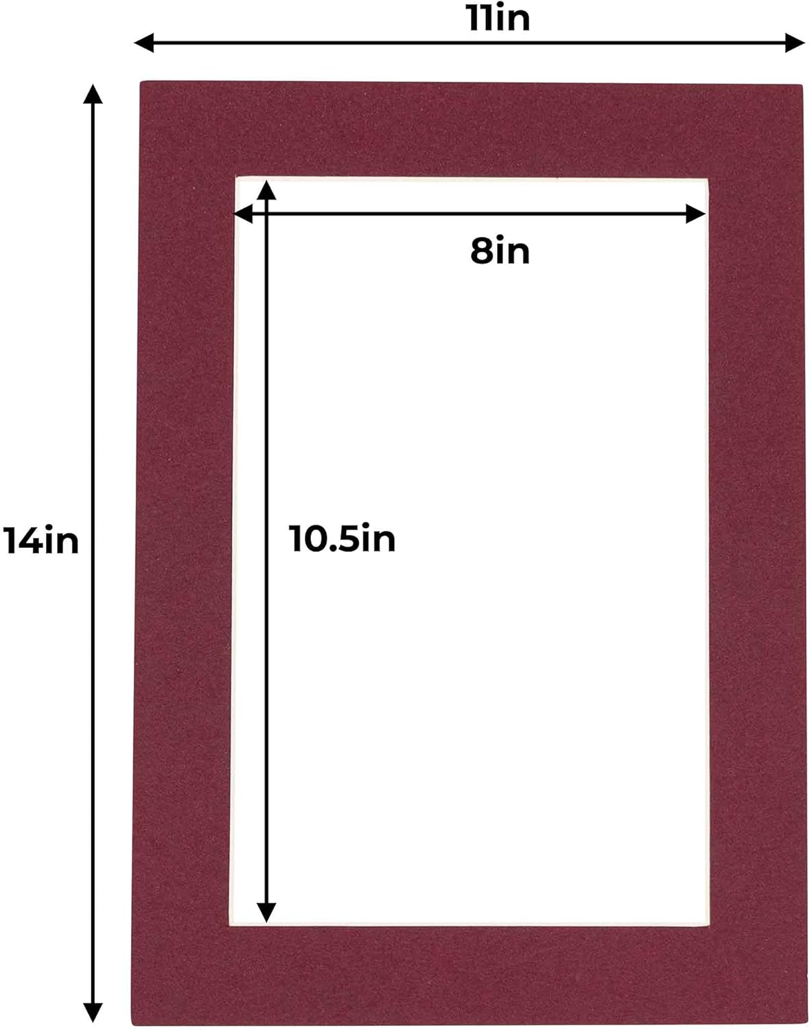 Poster Palooza 11x14 Mat for 8.5x11 Photo - Precut Maroon Picture Matboard for Frames Measuring 11 x 14 Inches - Bevel Cut Matte to Display Art Measuring 8.5 x 11 Inches - Acid Free Pack of 25 MATS