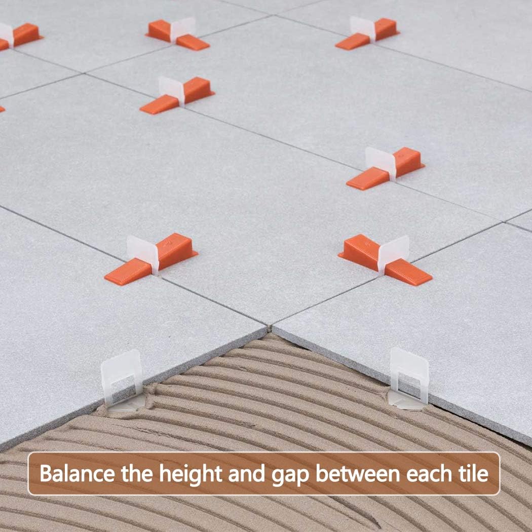 300 Pcs Tile Leveling Wedges Reusable Tile Wedges Suitable for 1/8" spacers, 1/16" spacers, 1/32" spacers Tile Leveling System, Tile Leveler Installation