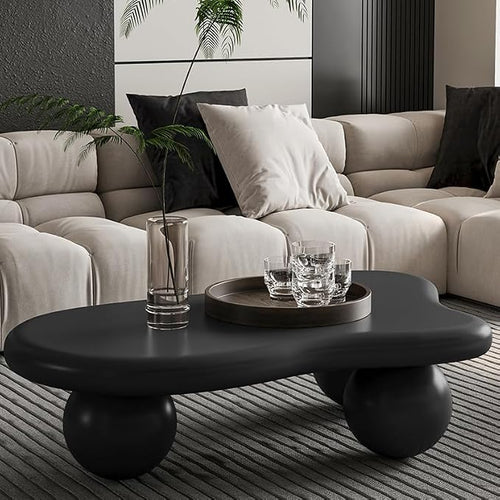 40” Cloud Coffee Table with 3 Ball Legs, Modern Irregular Center Table by BSYEIO