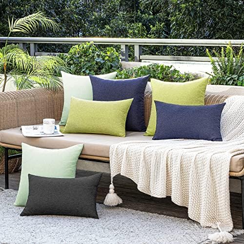MIULEE Decorative Outdoor Pillow Covers Lumbar Waterproof 12x20 Navy - Image 5