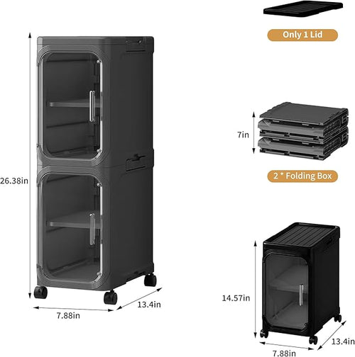 2-Tier Narrow Storage Cabinet, Slim Bathroom Storage Cabinet - Image 2