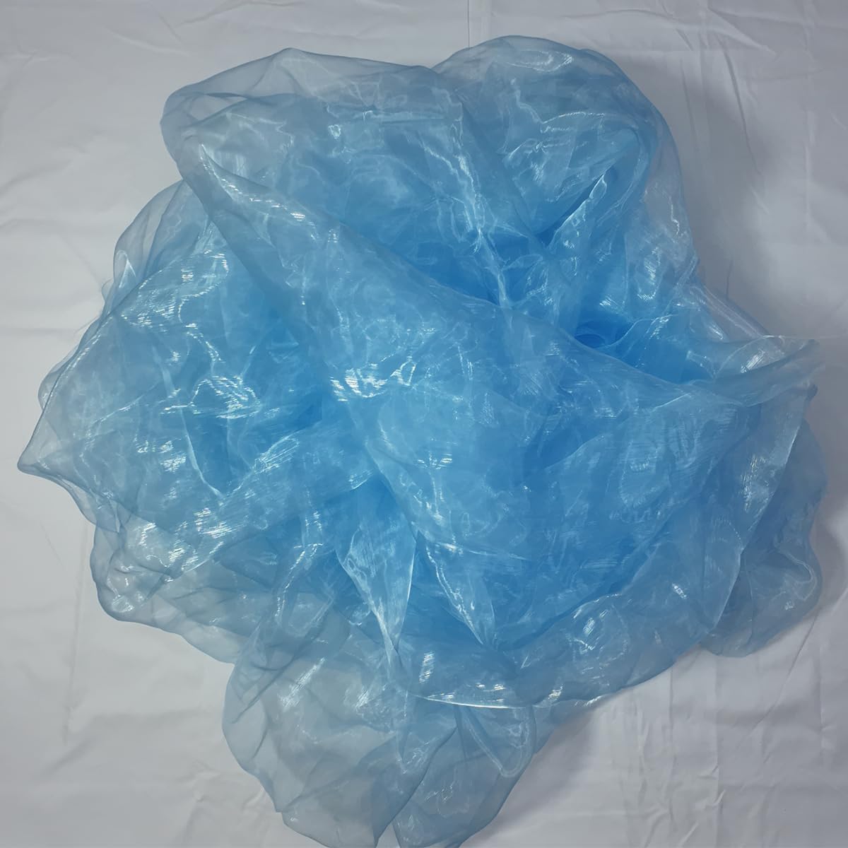 Two-Tone Iridescent Holographic Organza Fabric - 5.5 Yards | Lightweight Sheer Gauze Voile Tulle | for Dresses, Party Decor, DIY Crafts, Shiny Backdrops(Shimmery ICY Pale Blue)