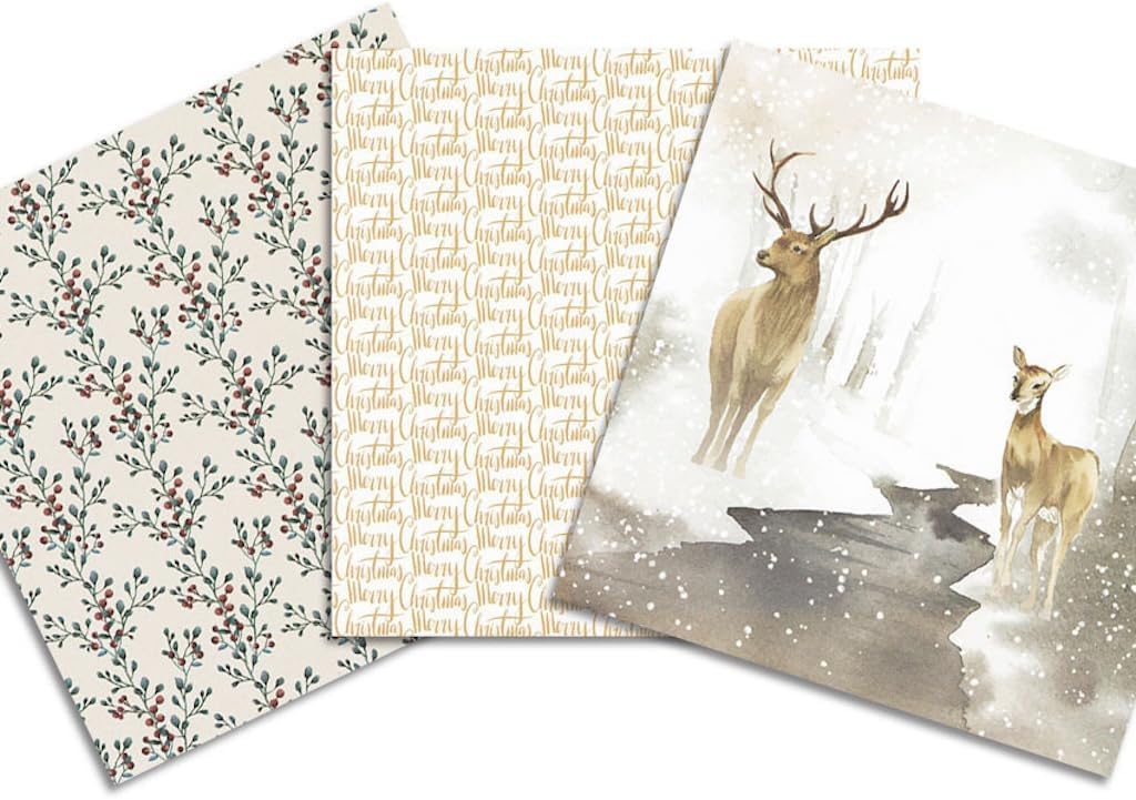 Winter Woodland Scrapbook Paper Pad 6x6 Inch – 24 Sheets (12 Double-Sided Designs) | Deer, Fox, Polar Bear, Plaid & Holiday Pattern Cardstock for Card Making, Scrapbooking & Junk Journals