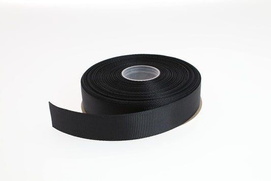 Solid Grosgrain Ribbon 25 Yard Each Roll 100% Polyester Woven Edge (1", Black)