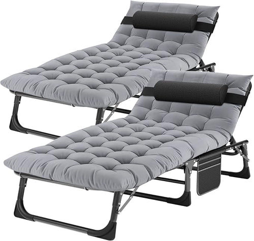 ABORON 2PK Chaise Lounge Chair, 5 Positions Padded Outdoor Tanning Chair by ABORON