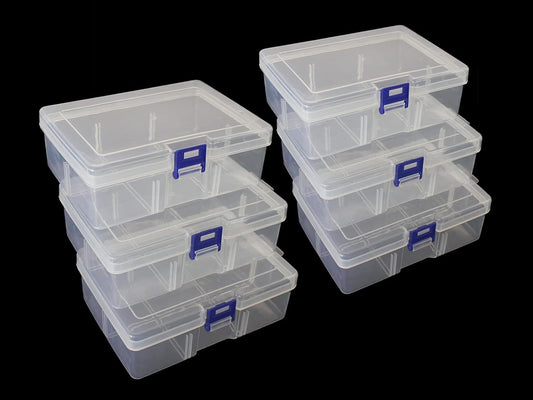 6-Piece Clear Plastic Storage Box with Snap-Tight Latch - Organizer Container for Pencils, Puzzles, Small Toys, Jewelry Making & Sewing Crafts (Small Size)