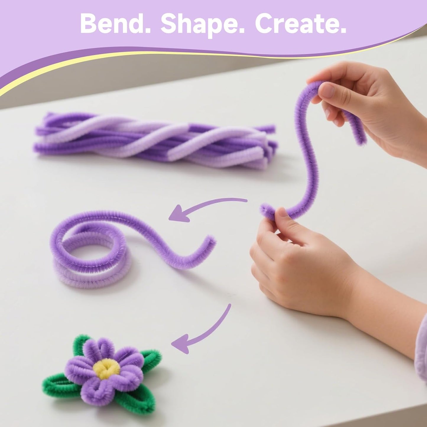 Pipe Cleaners Craft 500PCS 5 Colors Purple Pipe Cleaners Bulk 30CM Limpia Pipas para Manualidades Fuzzy Wire Chenille Stems for Arts Crafts and Creative DIY Projects Decorations