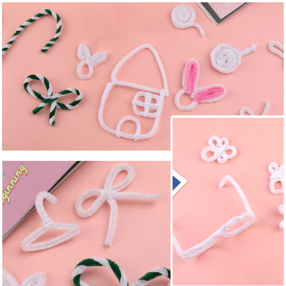 60 PCS White Pipe Cleaners - Bulk Art & Craft Pipe Cleaners Chenille Stem for Creative Home Decoration and Arts Crafts