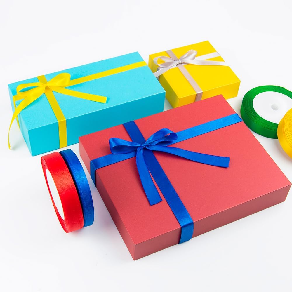 KMER LIFE 3/8 Inches x 25 Yards Baby Blue Satin Ribbon Solid Fabric Ribbons for Crafts, Wedding Decor, DIY Hair Accessories, Sewing, Gift Package Wrapping, Valentine's Day Bouquet and More