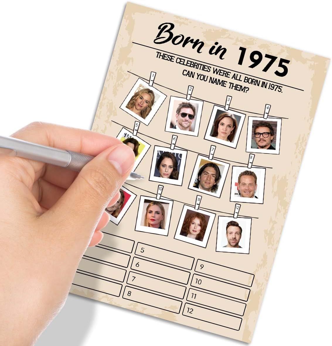 50th Birthday Party Games, Born in 1975 Games, Birthday Party Supplies for Adults, Fun 1975s Party Game，Pack of 30 Cards