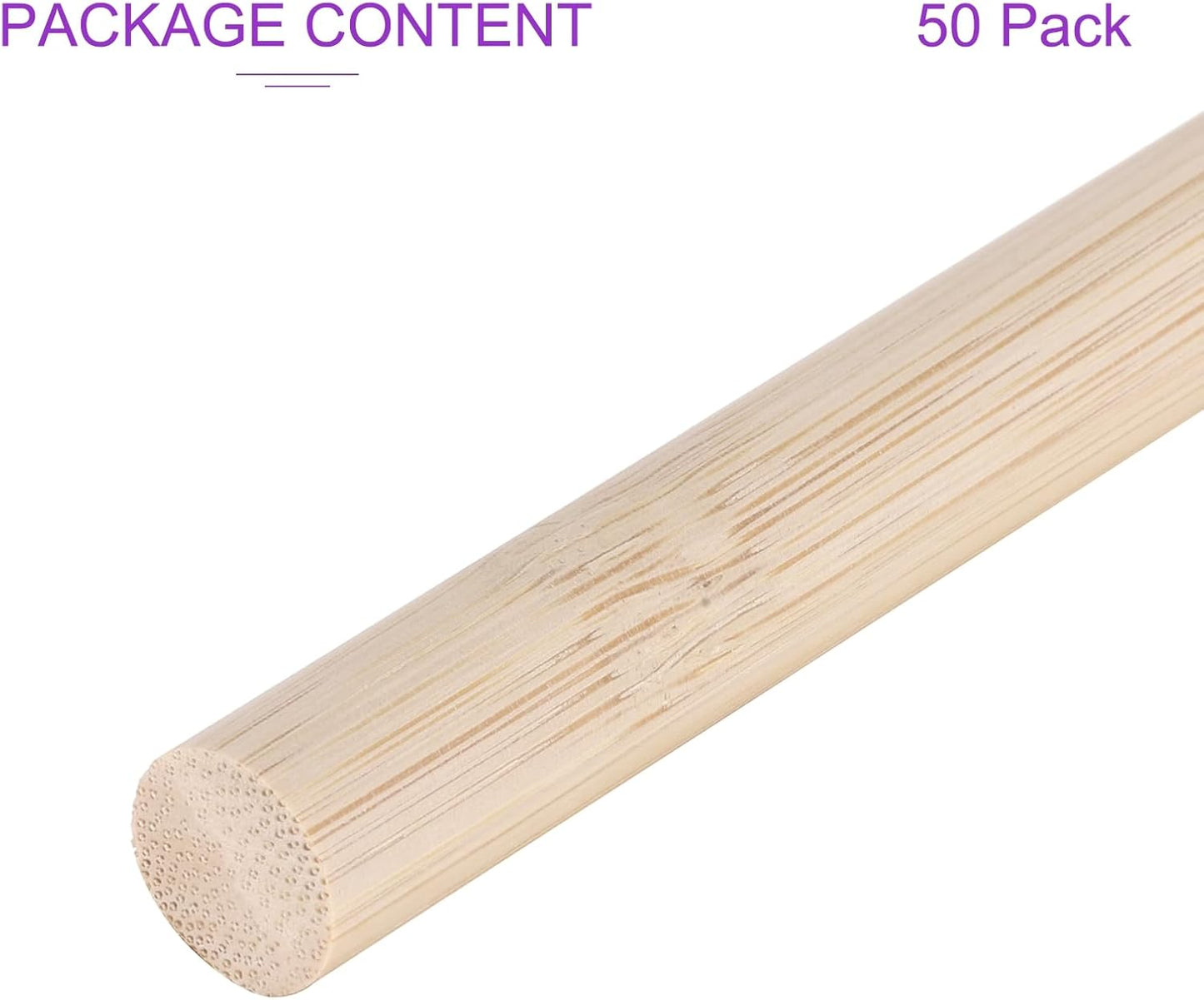 DMiotech 50 Pack 1/2" x 36" Wooden Dowel Rods Unfinished Natural Sticks Wood Craft Sticks for Home Decor Projects and Making DIY Craft,Wood Color