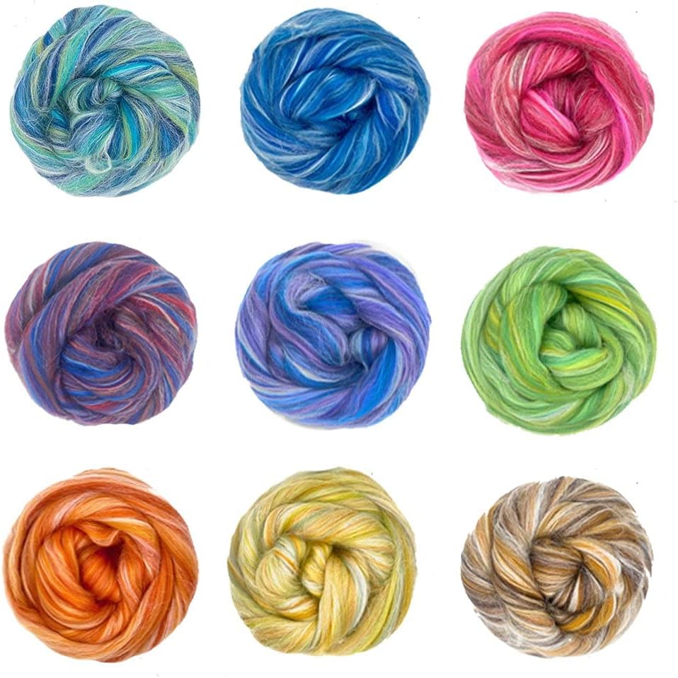 Revolution Fibers – Constellation Range Roving (8 Ounces) | Multicolored Tonal Blend of 70% Dyed Merino and 30% Tussah Silk Combed Top | Soft Fiber for Felting, Spinning, Knitting (Hydra Pink)