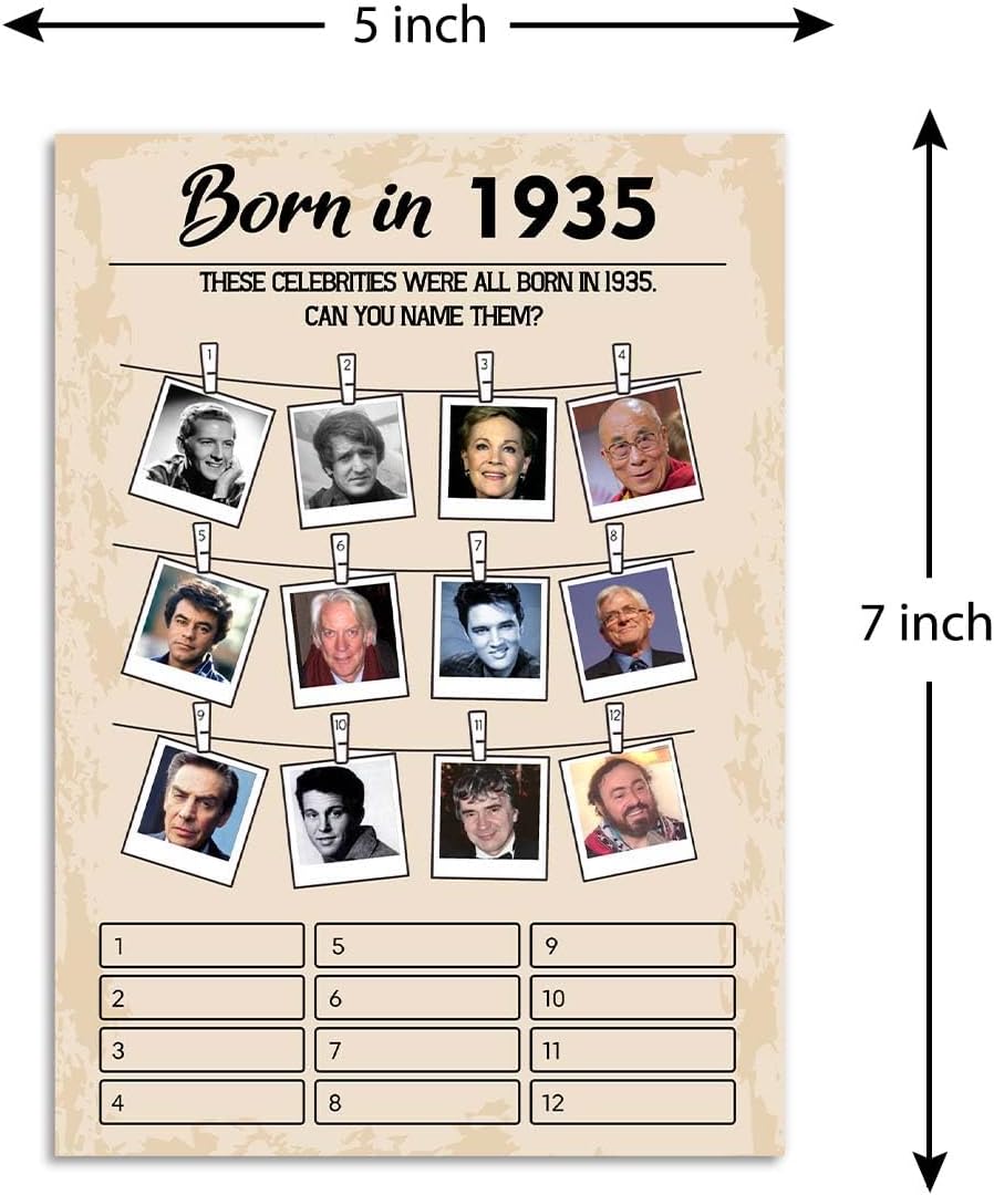 QUPT 1930s-themed Birthday Party Game Cards, Pack of 31 Cards for Adults, 5x7 Inches, Unisex, No Batteries Required