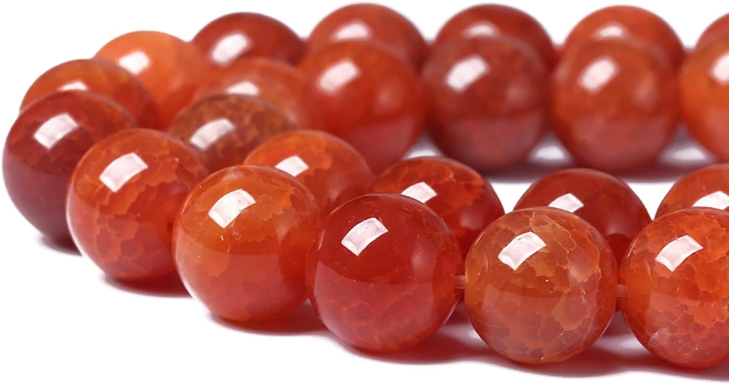 4mm 90pcs Natural Red Dragon Vein Agate Stone Beads for Jewelry Making Energy Healing Round Beads DIY Bracelet Necklace Accessories 15" (4mm, Red Dragon Vein Agate)