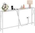 Gewudraw Console Table with Oulets and USB Ports, 55.1" Sofa Table Behind Couch by Gewudraw