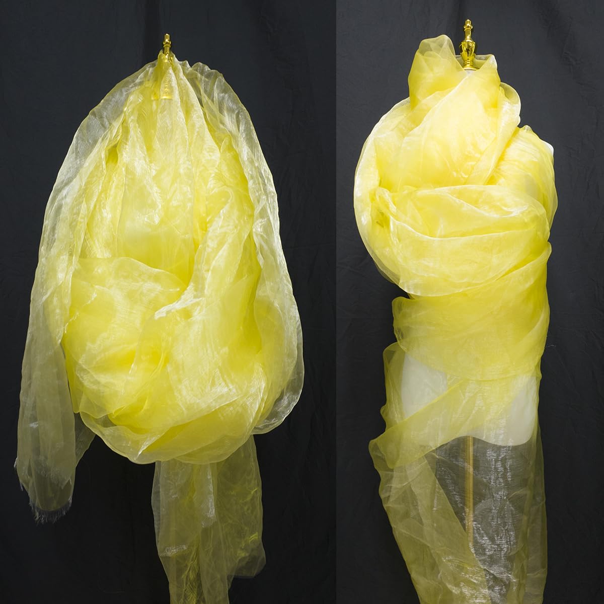 Two-Tone Iridescent Holographic Organza Fabric - 5.5 Yards by The Yard | Lightweight Sheer Tulle | for Wedding Dresses, Party Decor, DIY Crafts, Shiny Backdrops(Shimmery ICY Yellow)