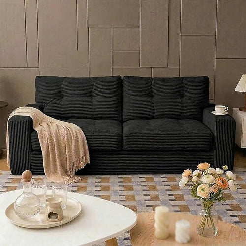 69" Corduroy Loveseat Sofa in a Box, High-Density Foam Couch, No Assembly by Unknown