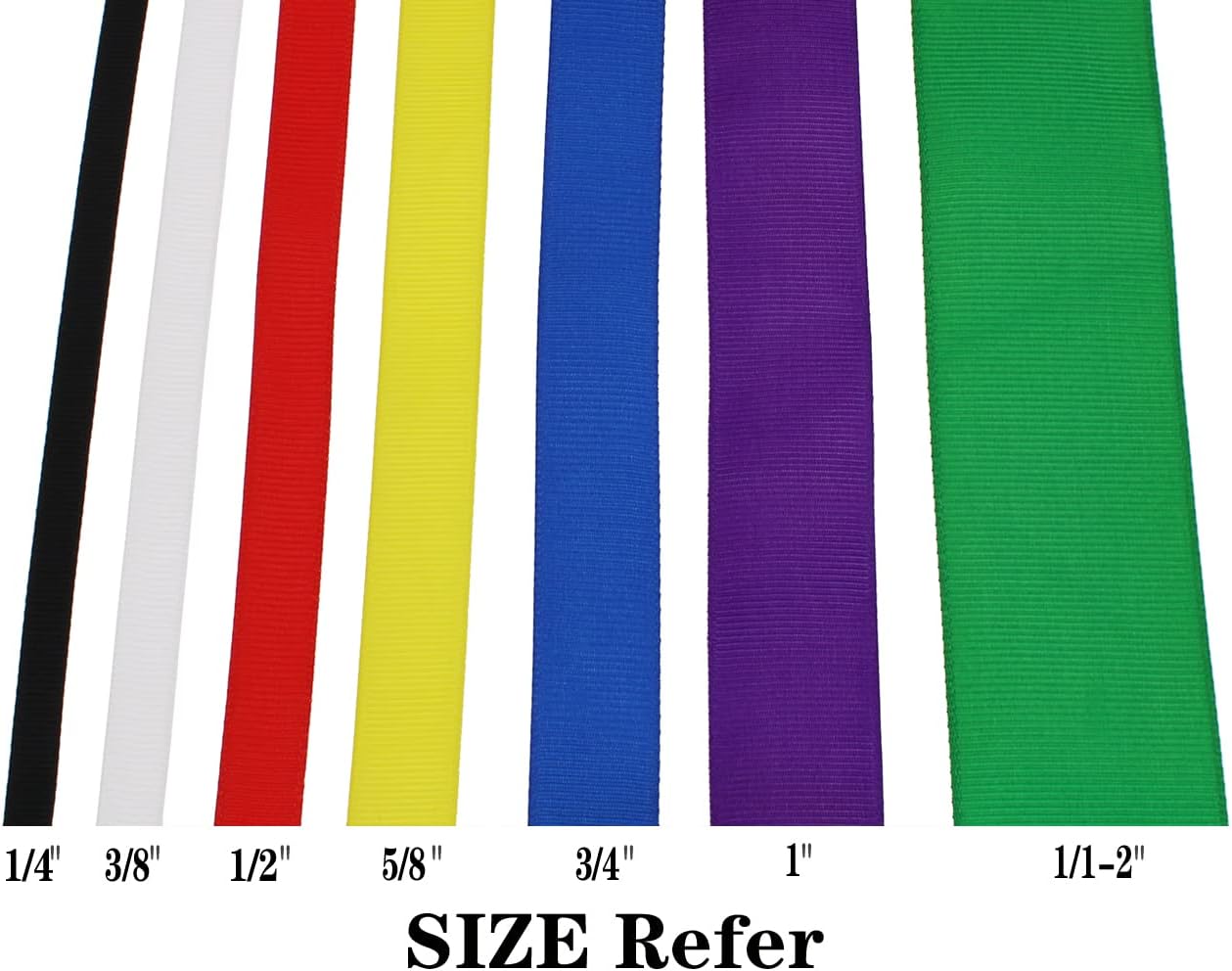 Solid Grosgrain Ribbon 25 Yard Each Roll 100% Polyester Woven Edge (5/8", Black)