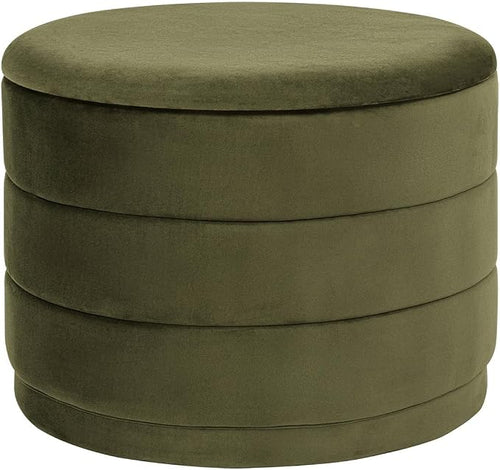 23" Upholstered Round Velvet Ottoman by CAIPINFUL