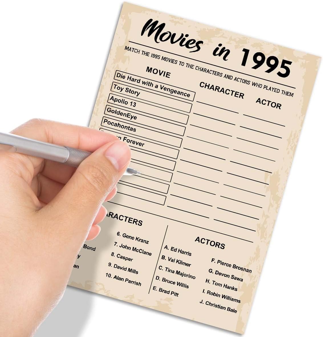 QUPT 30th Birthday Party Games, Movies in 1995 Games, Birthday Party Supplies for Adults, Fun 1995s Party Game，Pack of 30 Cards