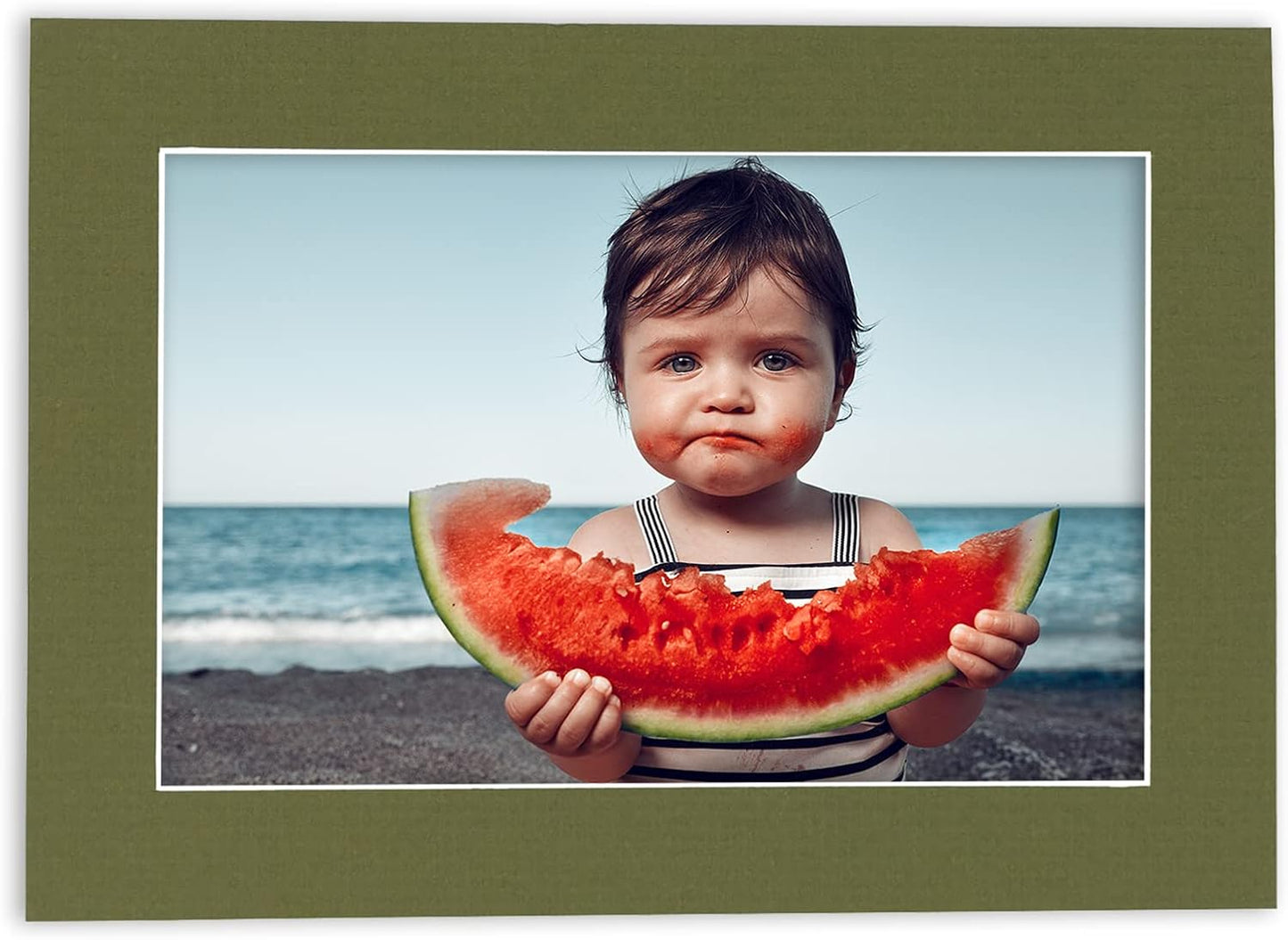 5x7 Mat for 8.5x11 Frame - Precut Mat Board Acid-Free Dill Green 5x7 Photo Matte For a 8.5x11 Picture Frame, Premium Matboard for Family Photos, Show Kits, Art, Picture Framing, Pack of 100 Mats