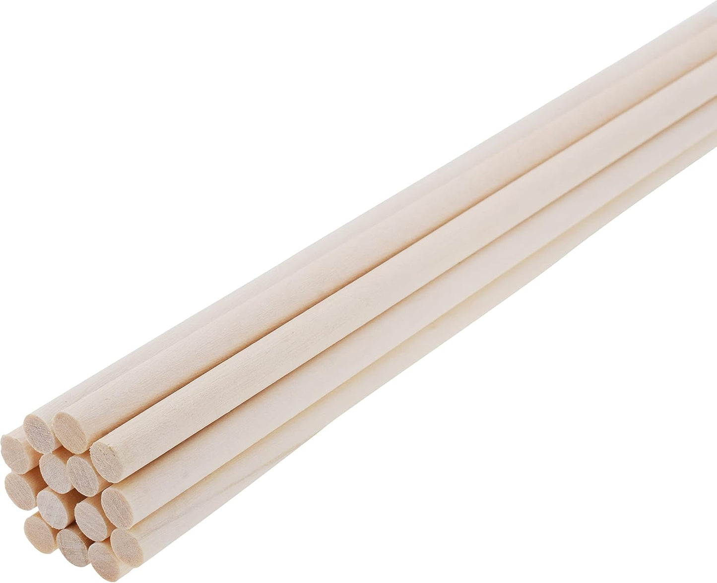Mandala Crafts Wooden Dowel Rods 48 Inches - 25 Unfinished Birch Wood Dowels 1/4 Inch for Crafts, DIY, Macrame & More