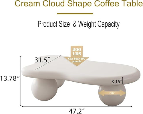 47.2" Cloud Coffee Table for Living Room Irregular Coffee Table Modern Low - Image 2