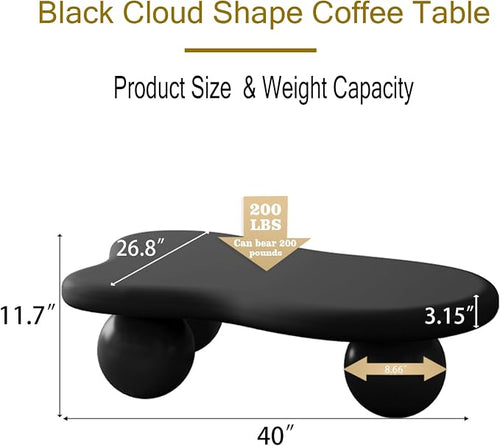 40” Cloud Coffee Table with 3 Ball Legs, Modern Irregular Center Table - Image 2