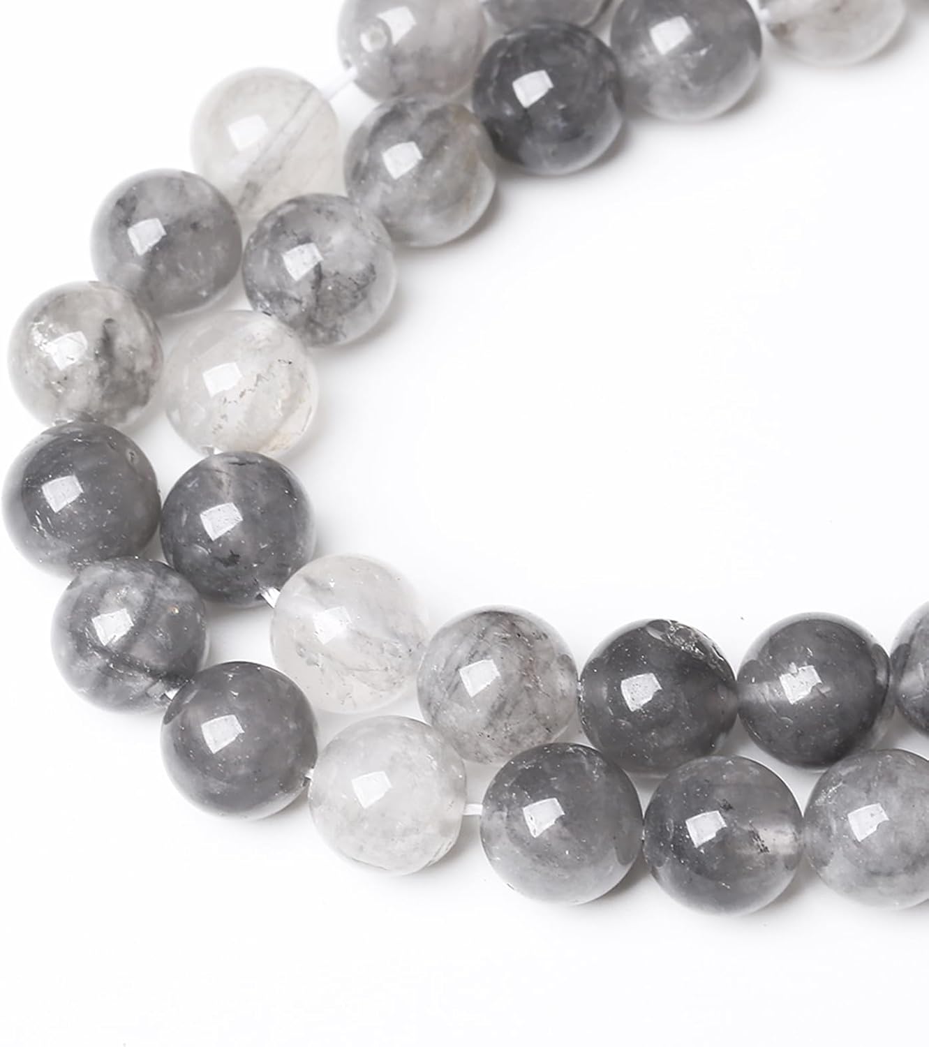 32pcs 12mm Natural Grey Cloud Crystal Stone Beads for Jewelry Making Energy Healing Power Stone Beads DIY Bracelet Necklace Accessories 15" (12mm, Grey Cloud Crystal)
