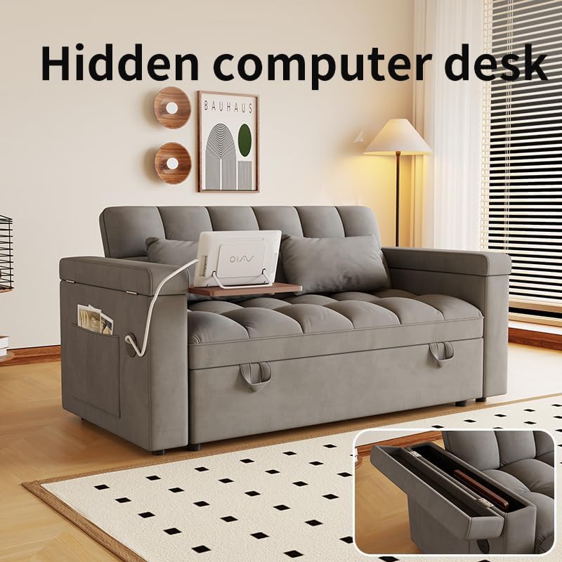 65'' Sleeper Sofa, 3-in-1 Convertible Sofa Bed - Image 6