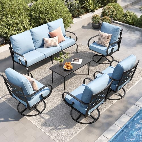 PHI VILLA 7 Seat Metal Patio Furniture Set by PHIVILLA