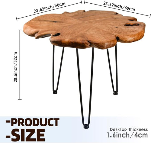 23.6 Inch Live Edge Side Table, Wood Freeform Small End Table - Image 2