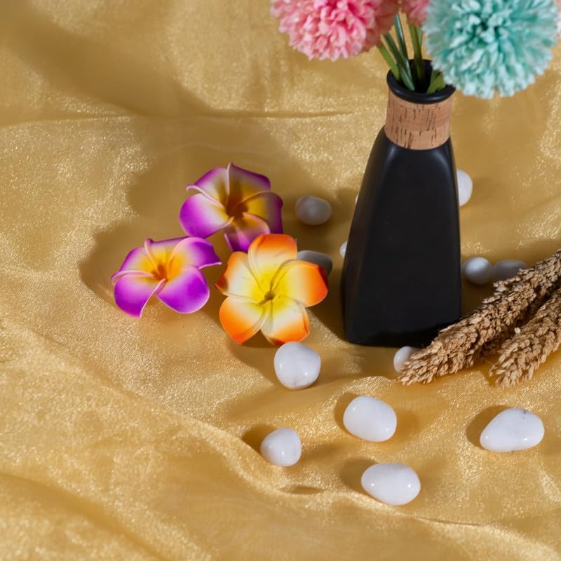 Fynite Champagne Gold Organza Fabric by The Yard | 5 Yard Long | 44" Wide | Bridal Soft Sheer Organza Tulle for DIY Wedding Dress Fashion Craft Decorations