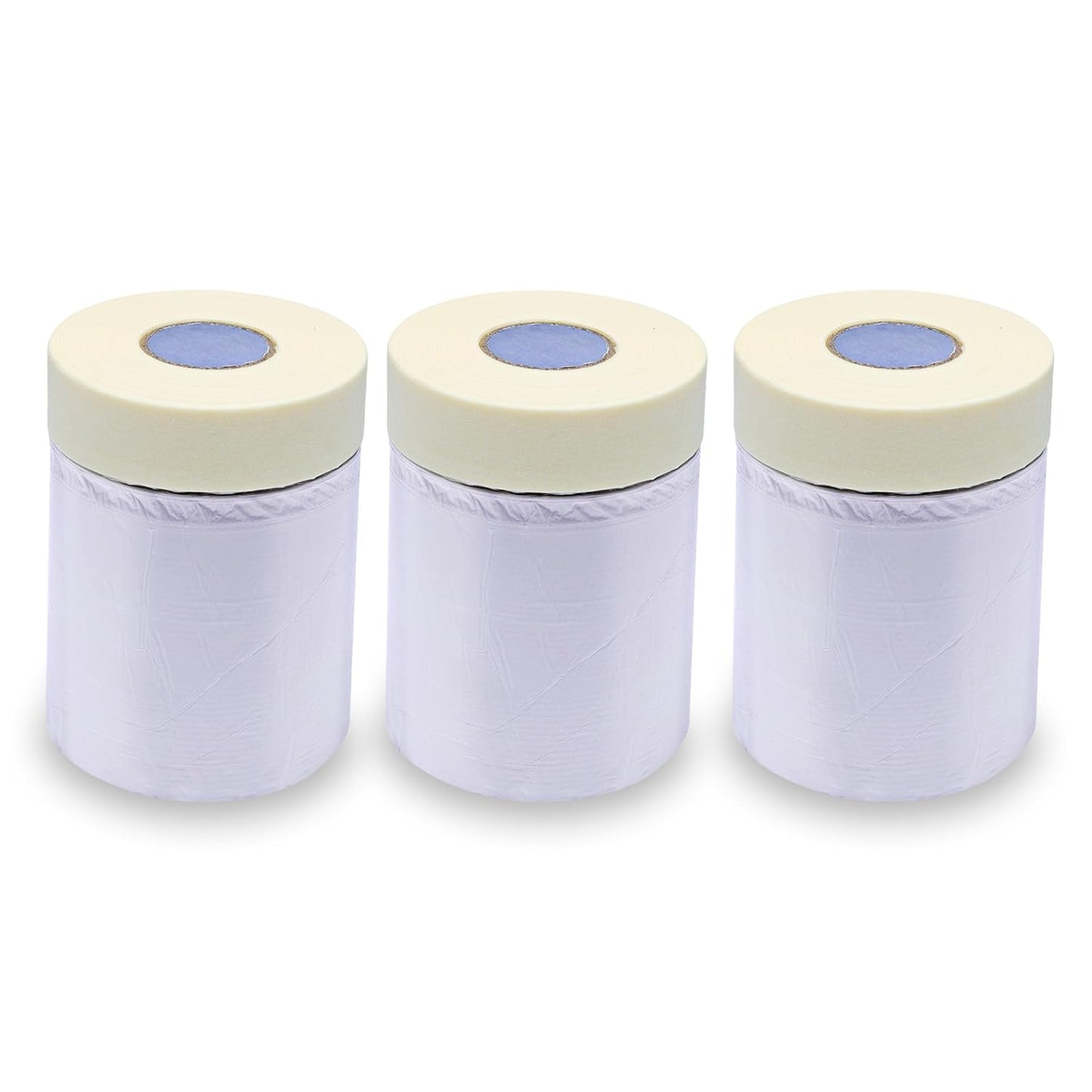 Lichamp Plastic Cover for Painting, Pre-Taped Masking Film, 22 inch x 30 Yard x 3 Rolls (90 Yards Total), Painters Plastic with Tape, Advanced Masking Tape Film