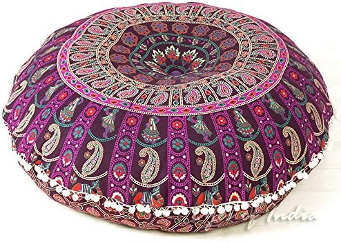 32" Purple Burgundy Floor Meditation Pillow Cushion Seating Throw Cover Mandala - Image 2