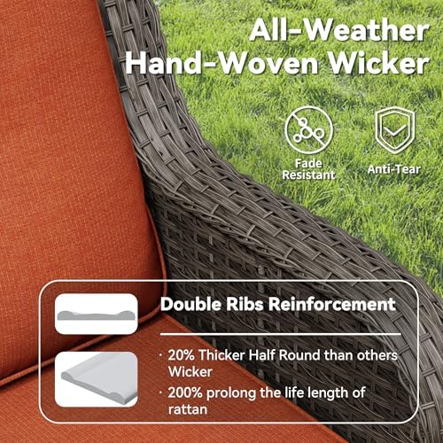 7 Piece Outdoor Wicker Patio Furniture Set, Outdoor Swivel Rocker Patio Chairs - Image 6