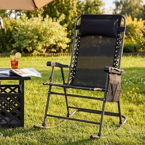 Yaheetech Patio Rocking Chair Folding Camping Chair - Image 4