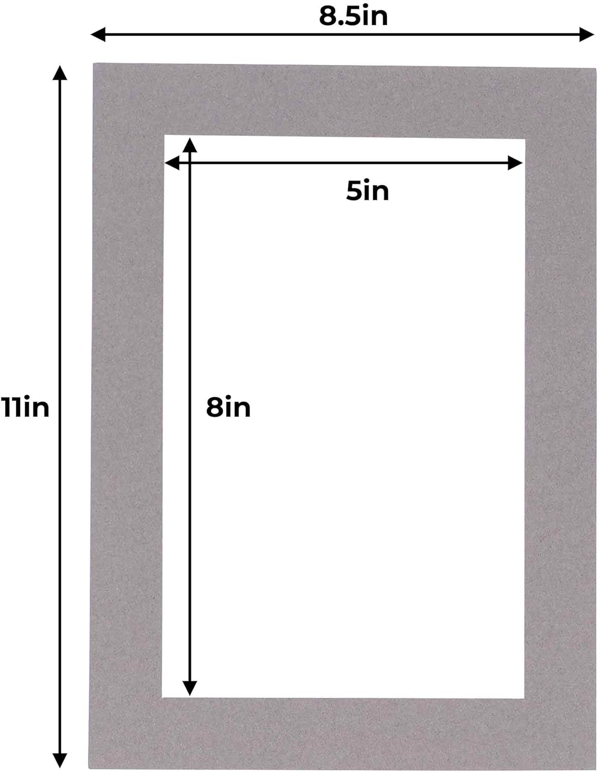 5.5x8.5 Mat for 8.5x11 Frame - Precut Mat Board Acid-Free Charcoal 5.5x8.5 Photo Matte for a 8.5x11 Picture Frame, Premium Matboard for Family Photos, Show Kits, Art, Picture Framing, Pack of 25 Mats
