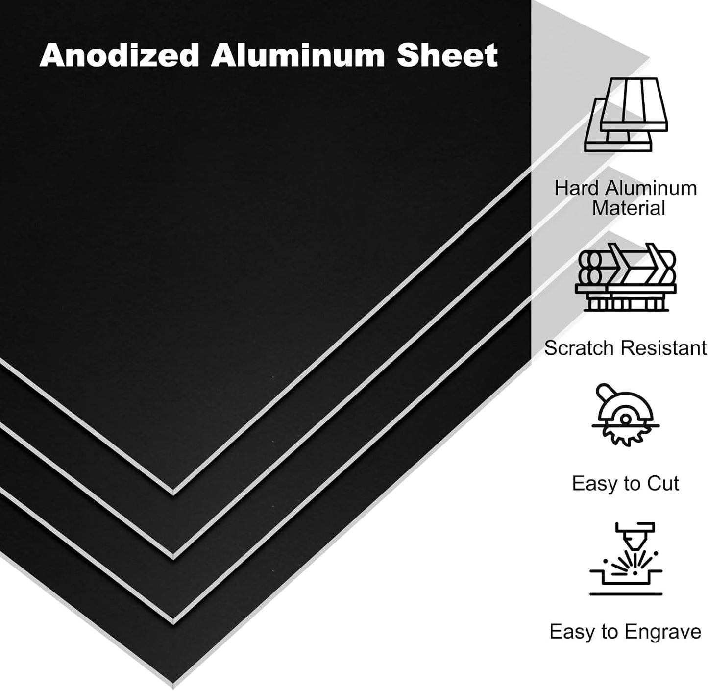 PATIKIL 3.3x2.1x1/32inch Anodized Aluminum Sheet, 5Pcs Metal Rectangle Aluminum Plate 0.8mm Thick Engraving Blanks for Laser Engraving DIY Decorative Crafting Home Decoration, Black
