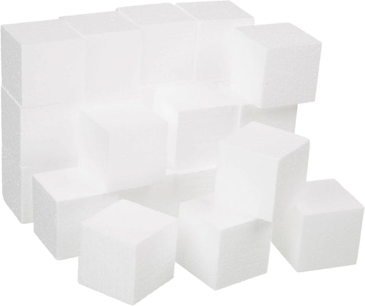 Crafare 3x3x3 Inch 24Pack Craft Foam Square Polystyrene Square Cubes for Arts Projects Sculptures Floral Arrangements Modeling and Centerpieces