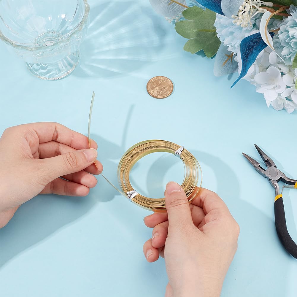 BENECREAT 19.7 Ft 30Gauge Brass Flat Bezel Wire, 5mm Wide Flat Jewelry Craft Wire for DIY Jewelry Craft Making Gem Wrapping