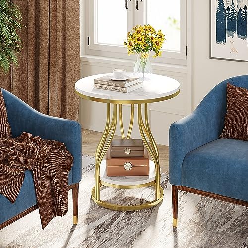 Tribesigns Round Side End Table 2-Tier End Tables Modern Bedside Table Small - Image 4