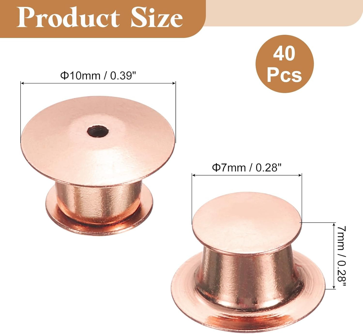 uxcell 40Pcs Metal Locking Pin Backs, Pin Keepers Locking Clasp Flat Head Clamp Needle Back Lock for DIY Brooch Crafts Badges Enamel Lapel, Rose Gold