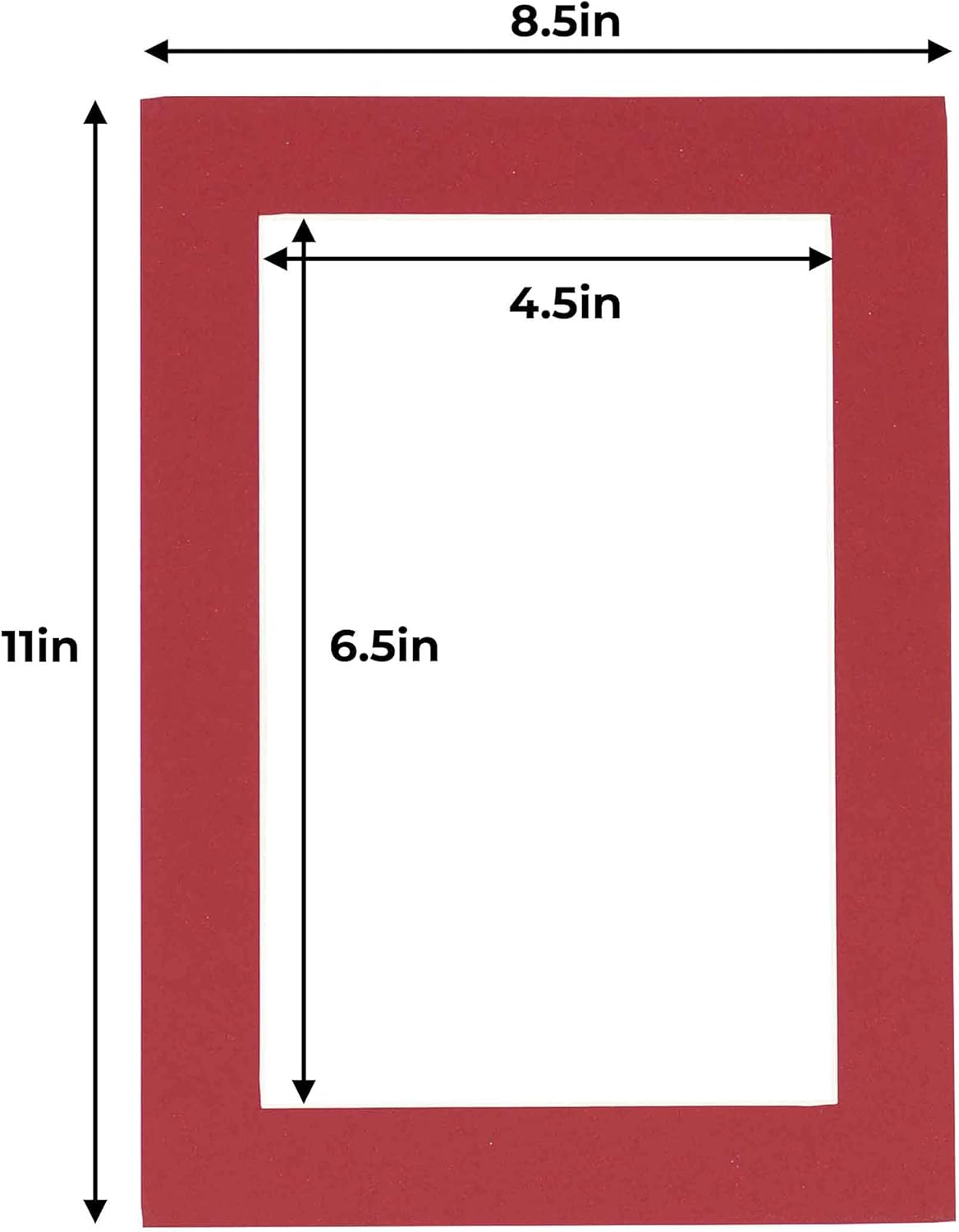 5x7 Mat for 8.5x11 Frame - Precut Mat Board Acid-Free Show Kit with Backing Board, and Clear Bags Deep Red 5x7 Photo Matte Made to Fit a 8.5x11 Picture Frame Matboard for Framing, Pack of 25 Mats