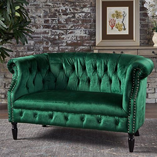 GDFStudio Melaina Tufted Chesterfield Velvet Loveseat - Image 3
