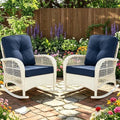 MEETWARM Outdoor Wicker Rocking Chairs Set of 2, Rattan Patio Rocker Chairs by MEETWARM