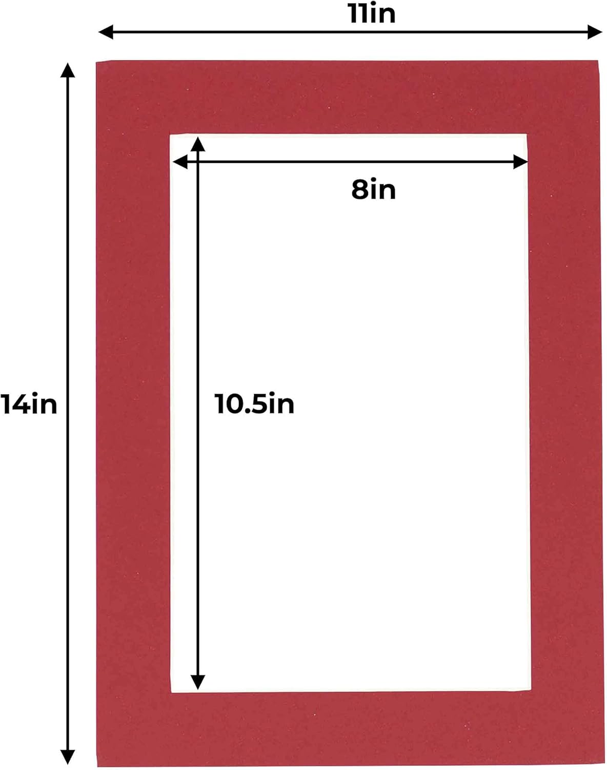 11x14 Mat for 8.5x11 Photo - Precut Deep Red Picture Matboard for Frames Measuring 11 x 14 Inches - Bevel Cut Matte to Display Art Measuring 8.5 x 11 Inches - Acid Free Pack of TEN MATS